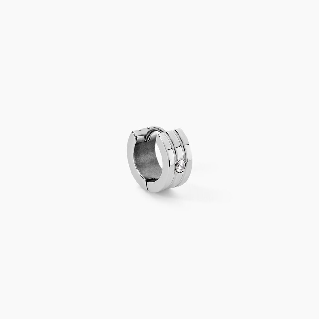 Cr&eacute;oles Hugo Acier Blanc Oxyde De Zirconium - Boucles d'oreilles cr&eacute;oles Homme | Histoire d&rsquo;Or