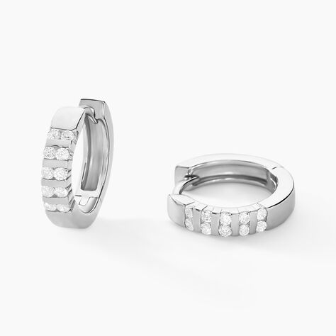 Créoles Robine Argent Blanc Oxyde De Zirconium - Boucles d'oreilles créoles Femme | Histoire d’Or