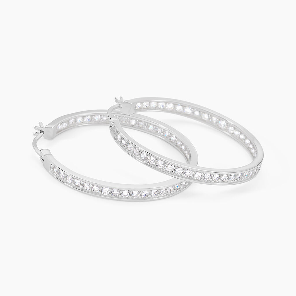 Créoles Classique Argent Blanc Django Oxyde De Zirconium - Boucles d'oreilles créoles Femme | Histoire d’Or