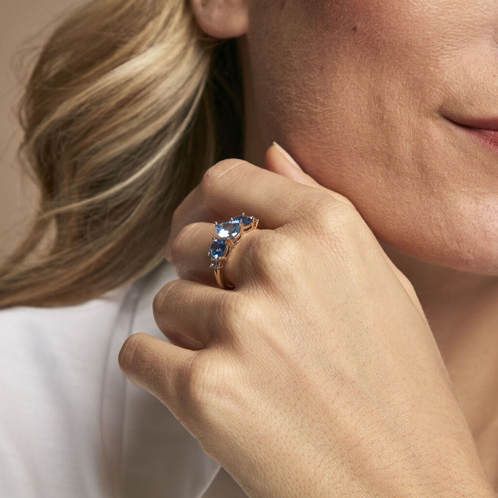 Bague Huffie Plaqu&eacute; Or Jaune Pierre D'imitation - Bagues avec pierre Femme | Histoire d&rsquo;Or