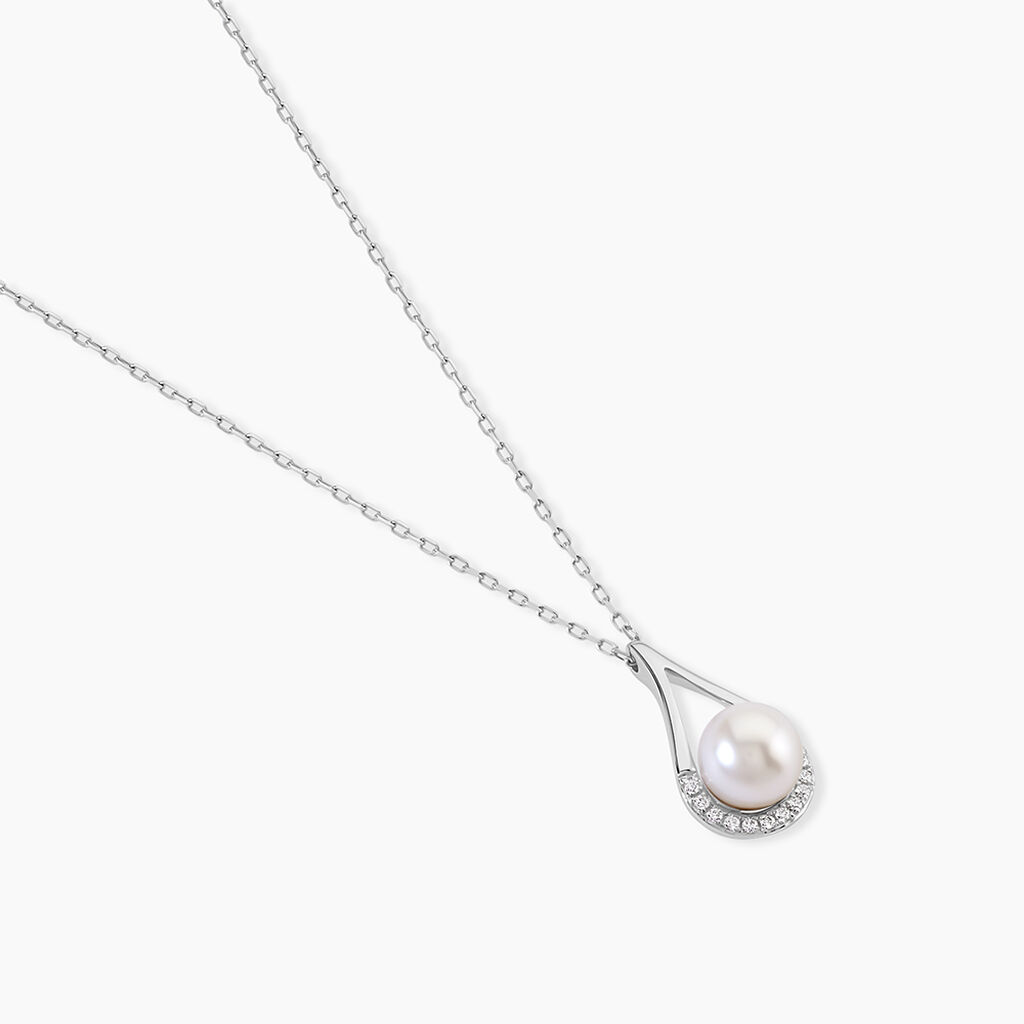 Collier Patricia Or Blanc Perle De Culture Oxyde - Colliers Femme | Histoire d&rsquo;Or