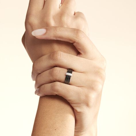 Bague Ceramik Design Argent Blanc Oxyde De Zirconium Et Céramique - Bagues avec pierre Femme | Histoire d’Or