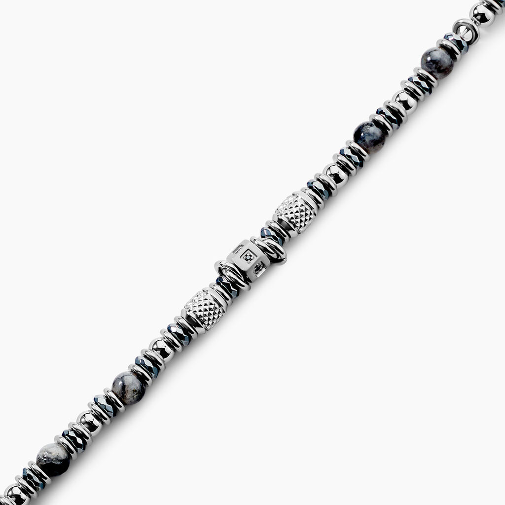 Bracelet Cliff Acier Gris Labradorite H&eacute;matite Oxyde De Zirconium - Bracelets Homme | Histoire d&rsquo;Or