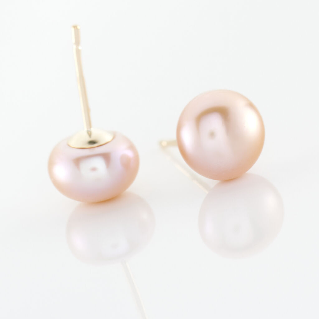 Boucles D'oreilles Puces Ursulina Or Jaune Perle De Culture - Clous d'oreilles Femme | Histoire d’Or