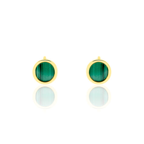 Boucles D'oreilles Puces Florica Or Jaune Malachite - Clous d'oreilles Femme | Histoire d’Or