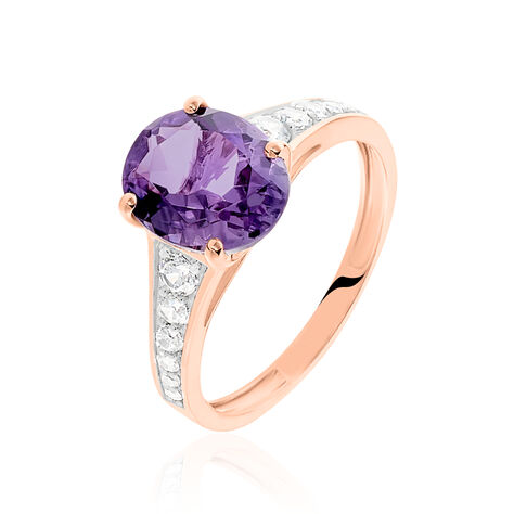 Bague Marie-camille Or Rose Amethyste Et Oxyde De Zirconium - Bagues solitaires Femme | Histoire d&rsquo;Or