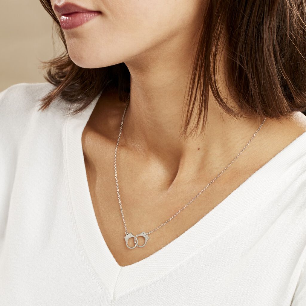 Collier Choker Menottes Vintage - Chaîne Fine Argent, Réglable 45+5 Cm, Style Bohème