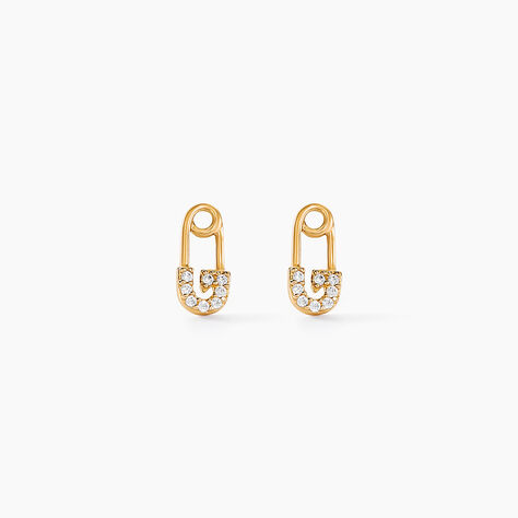 Boucles D'oreilles Puces Epiktetos Or Jaune Oxyde De Zirconium - Clous d'oreilles Femme | Histoire d&rsquo;Or