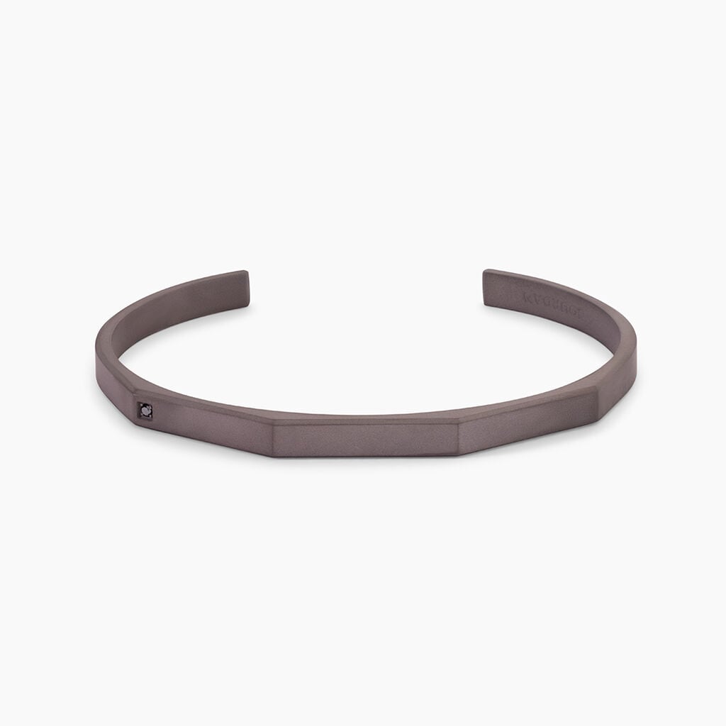 Bracelet Jonc Titane Gris Diamant - Bracelets Pierre Homme | Histoire d&rsquo;Or