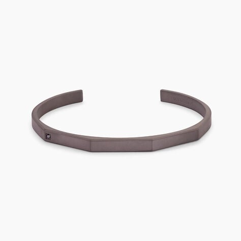 Bracelet Jonc Titane Gris Diamant - Bracelets Pierre Homme | Histoire d&rsquo;Or