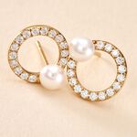 Boucles D'oreilles Puces Piety Or Jaune Perle De Culture Oxyde - Clous d'oreilles Femme | Histoire d&rsquo;Or