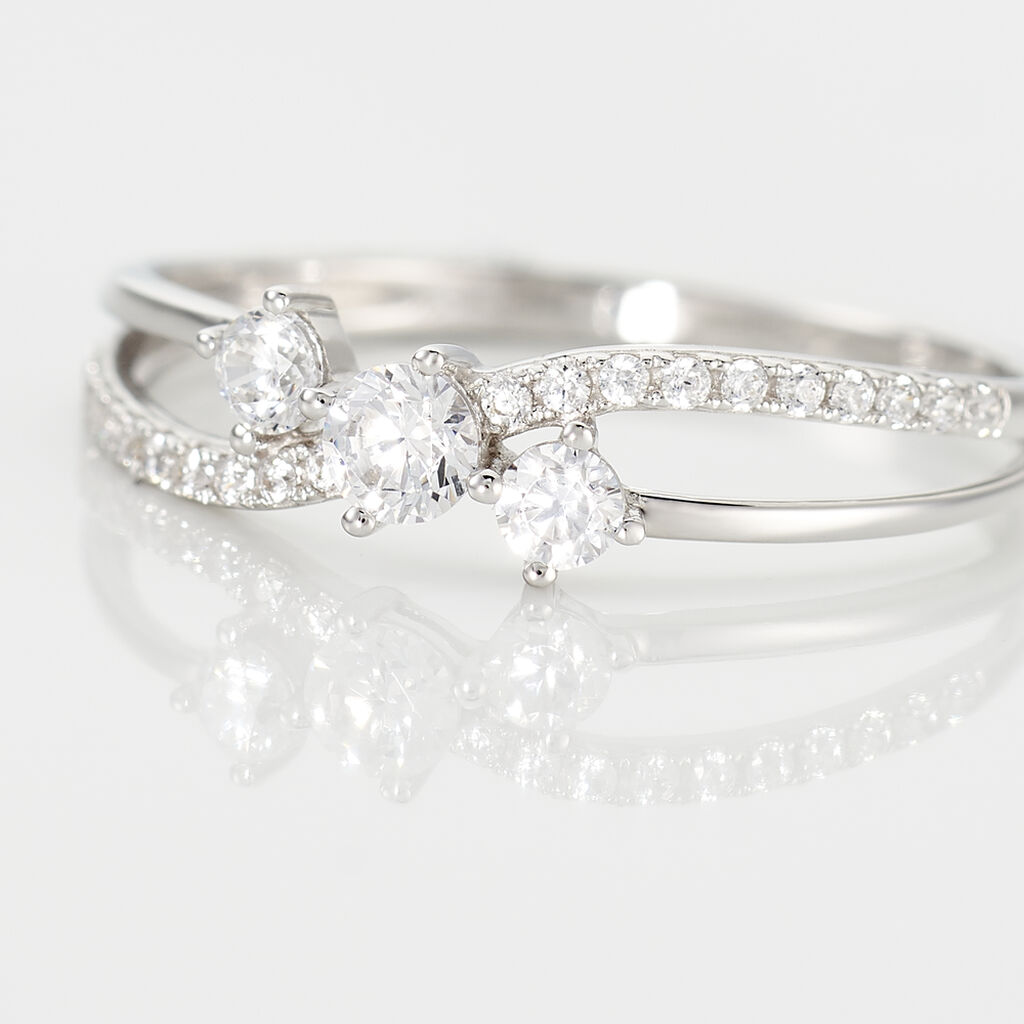 Bague Edwige Or Blanc Oxyde De Zirconium - Bagues solitaires Femme | Histoire d&rsquo;Or