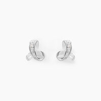 Boucles D'oreilles Puces Volute Or Blanc Diamant