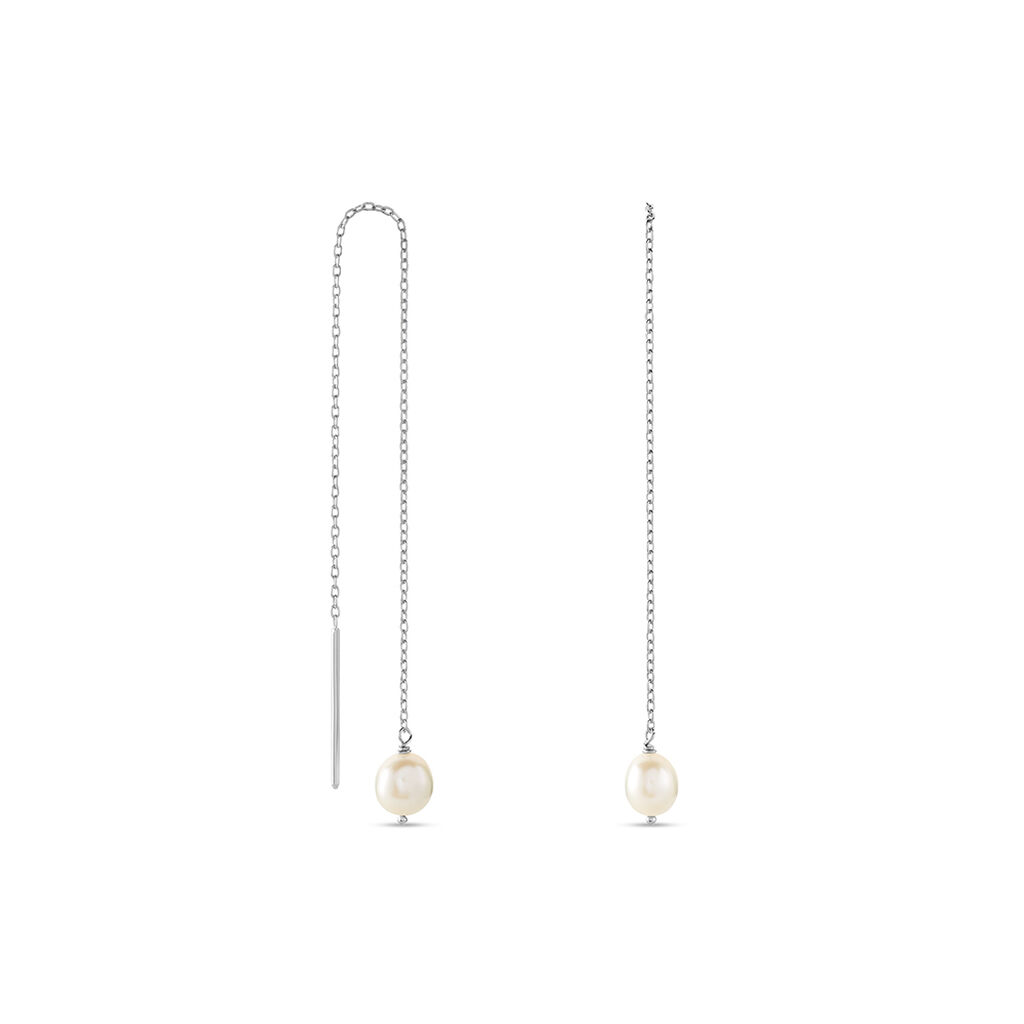 Boucles D'oreilles Pendantes Garance Argent Blanc Perle De Culture - Boucles d'oreilles fantaisie Femme | Histoire d&rsquo;Or