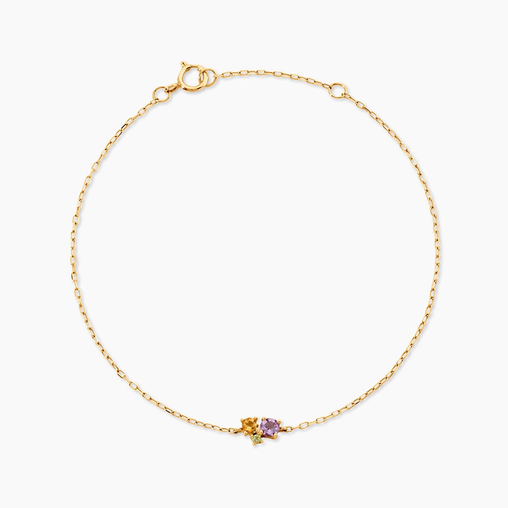 Bracelet Prisme Or Jaune Am&eacute;thyste Citrine P&eacute;ridot - F&ecirc;te des m&egrave;res Femme | Histoire d&rsquo;Or