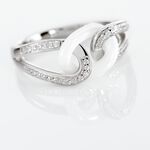 Bague Link Argent Blanc C&eacute;ramique Et Oxyde De Zirconium - Bagues avec pierre Femme | Histoire d&rsquo;Or