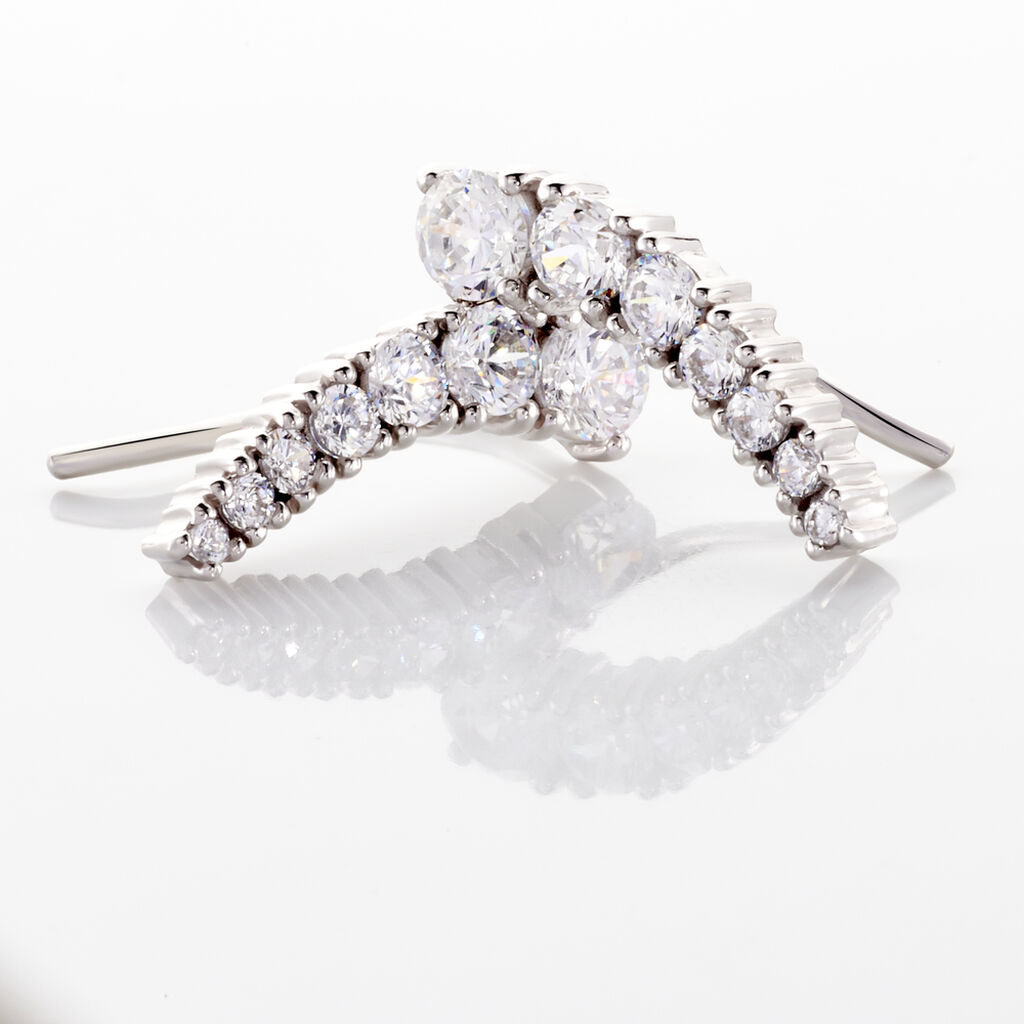 Boucles D'oreilles Grimpantes Aldrick Argent Blanc Oxyde De Zirconium - Boucles d'oreilles fantaisie Femme | Histoire d&rsquo;Or