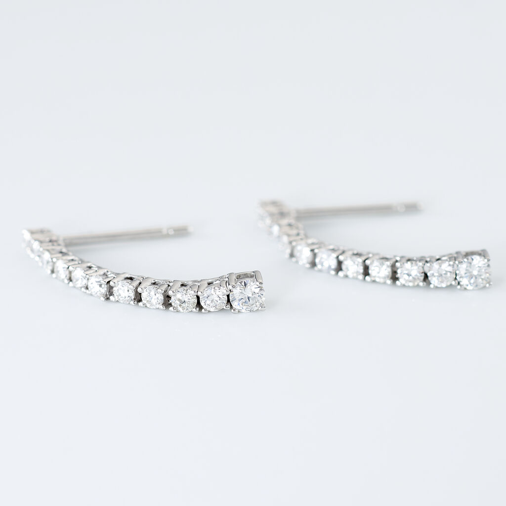Boucles D'oreilles Puces Riviera Or Blanc Diamant - Boucles d'oreilles pendantes Femme | Histoire d’Or
