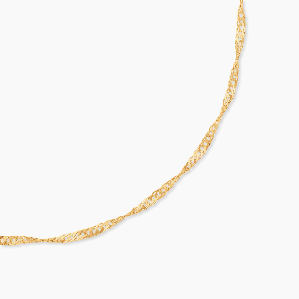 Collier Imanie Maille Singapour Argent Dor&eacute; A L'Or 750/1000 - Bijoux sans pierre Femme | Histoire d&rsquo;Or