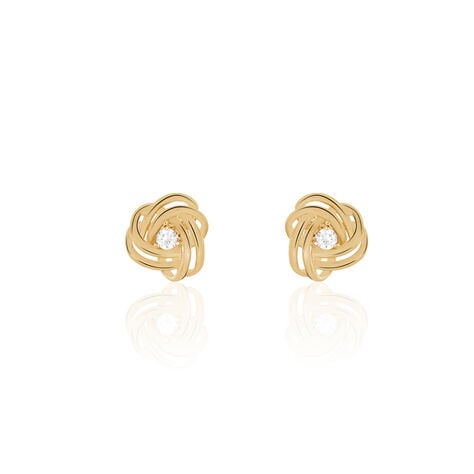 Boucles D'oreilles Puces Iwaki Plaqu&eacute; Or Jaune Oxyde De Zirconium - Boucles d'oreilles fantaisie Femme | Histoire d&rsquo;Or