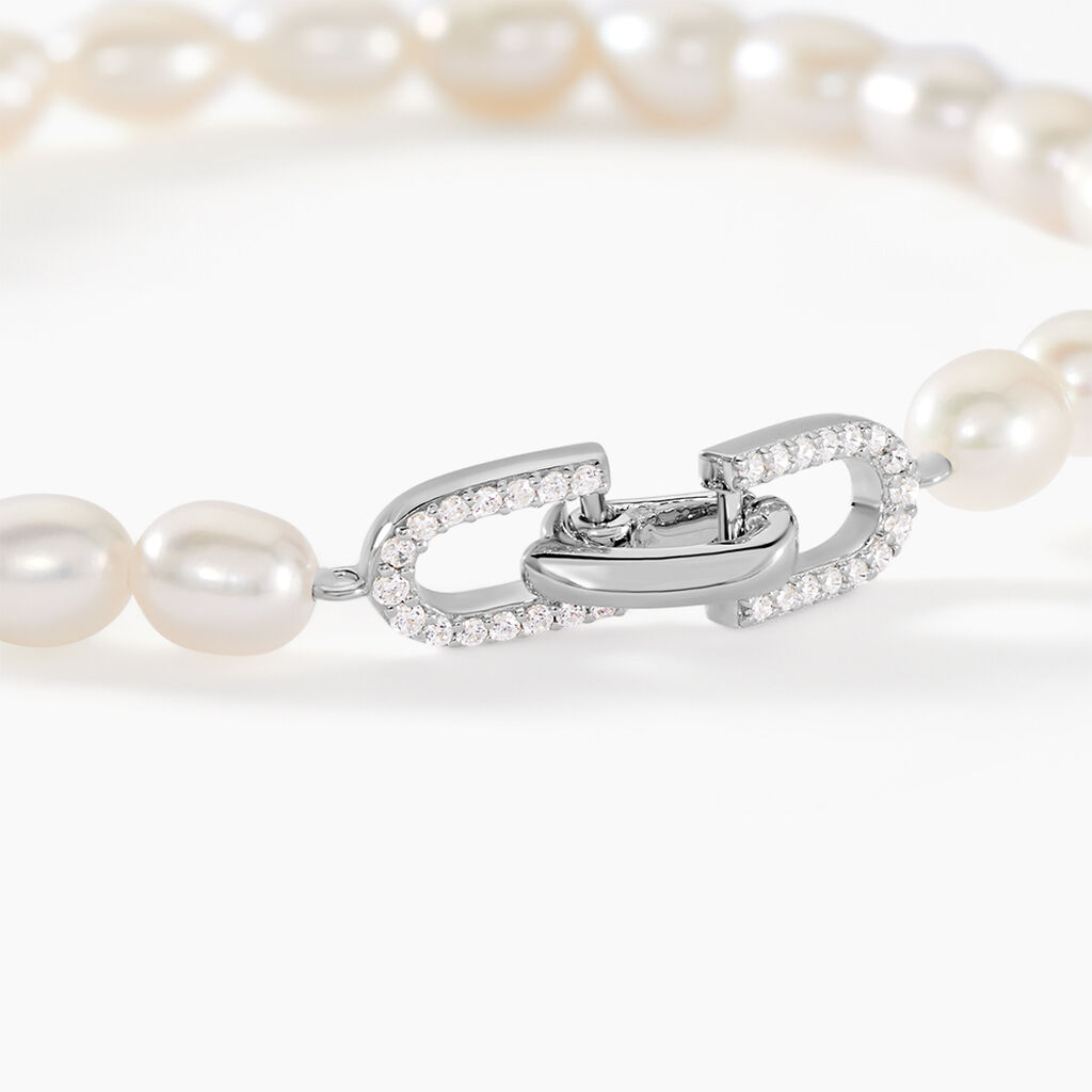 Bracelet Onassis Argent Blanc Perle De Culture Oxyde De Zirconium - Bracelets Femme | Histoire d&rsquo;Or