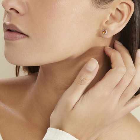 Boucles D'oreilles Puces Argent Blanc Joude Ambre - Boucles d'oreilles fantaisie Femme | Histoire d’Or