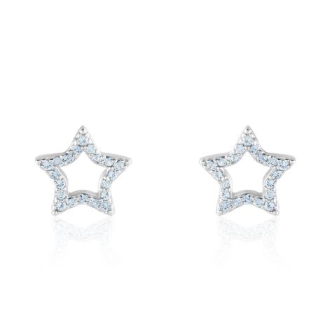 Boucles D'oreilles Puces Dmitri Argent Blanc Oxyde De Zirconium - Boucles d'oreilles fantaisie Femme | Histoire d’Or