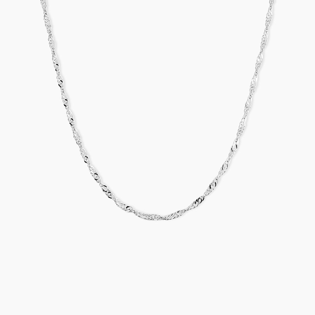 Cha&icirc;ne Imanie Maille Singapour Or Blanc - Chaines Femme | Histoire d&rsquo;Or