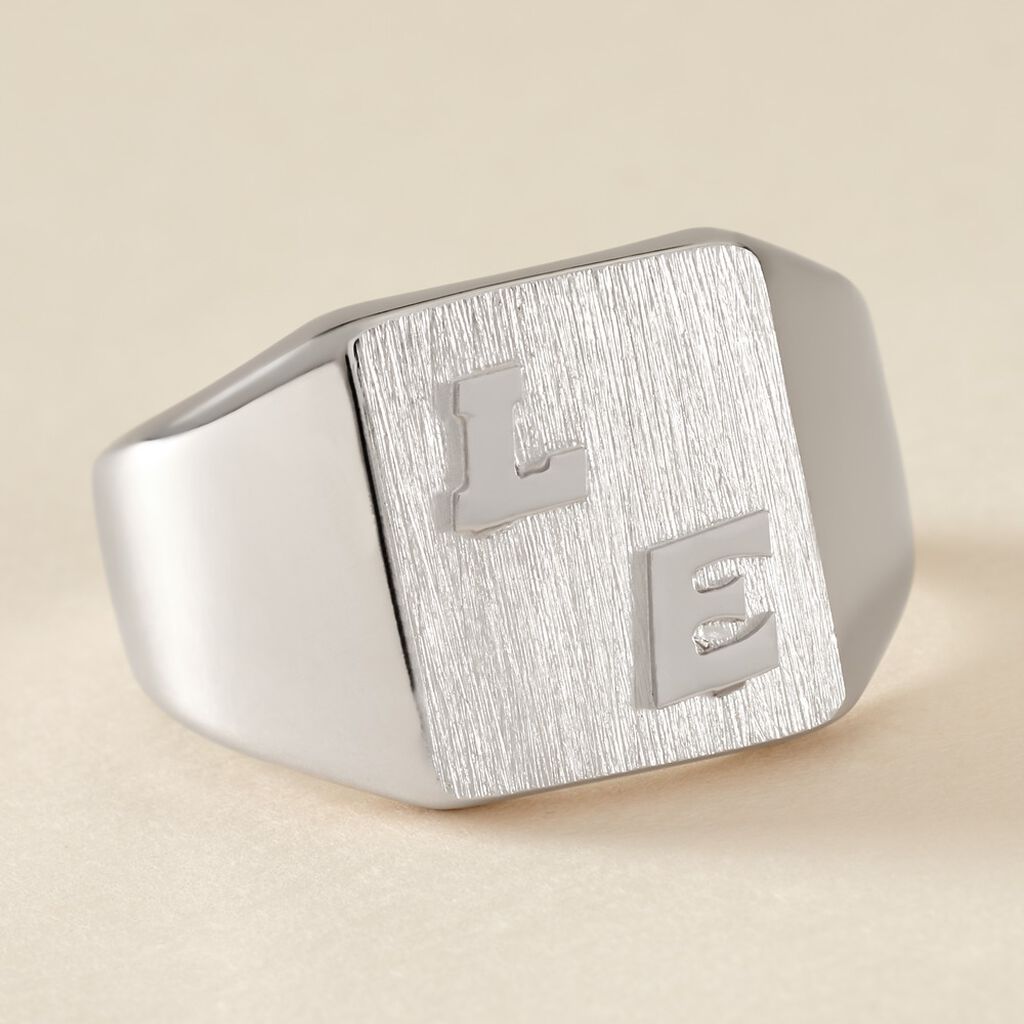 Chevaliere Argent Blanc Gringoire Carree - Chevalières Homme | Histoire d’Or