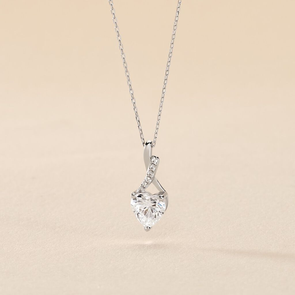 Collier Or Blanc Akli Oxyde De Zirconium - Colliers Femme | Histoire d’Or