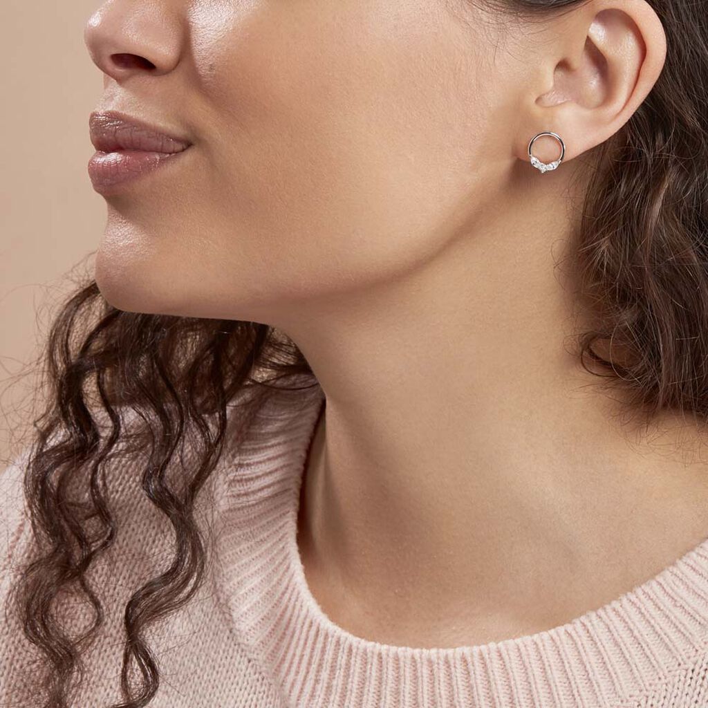 Boucles D'oreilles Pendantes Catiane Argent Blanc Oxyde De Zirconium - Boucles d'oreilles fantaisie Femme | Histoire d’Or
