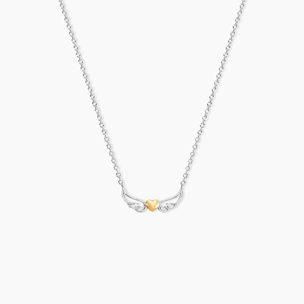 Collier Or Jaune et Argent Blanc Oxyde De Zirconium - Colliers Femme | Histoire d&rsquo;Or