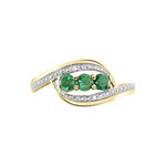 Bague Or Jaune Aurora Emeraudes Diamants - Bagues avec pierre Femme | Histoire d&rsquo;Or