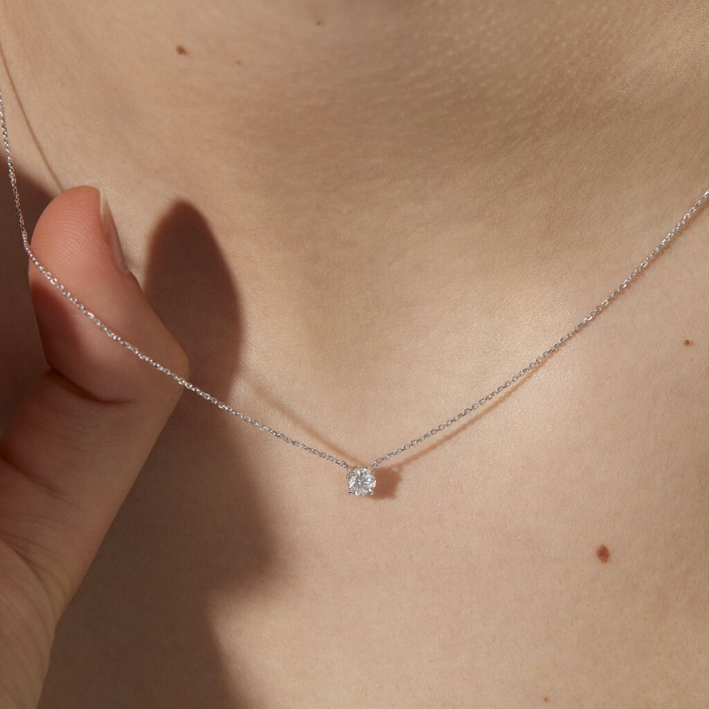 Collier Collection Aphrodite Or Blanc Diamant Synthetique - Colliers Femme | Histoire d’Or
