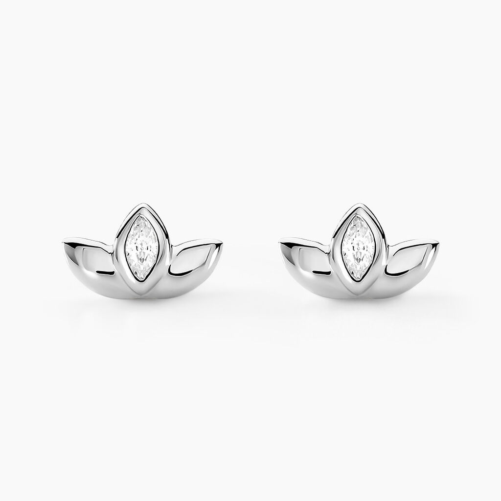 Boucles D'oreilles Puces Malva Argent Blanc Oxyde De Zirconium - Boucles d'oreilles fantaisie Femme | Histoire d&rsquo;Or