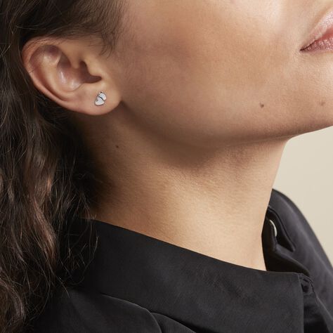 Boucles D'oreilles Puces Collinette Argent Blanc - Boucles d'oreilles fantaisie Femme | Histoire d’Or
