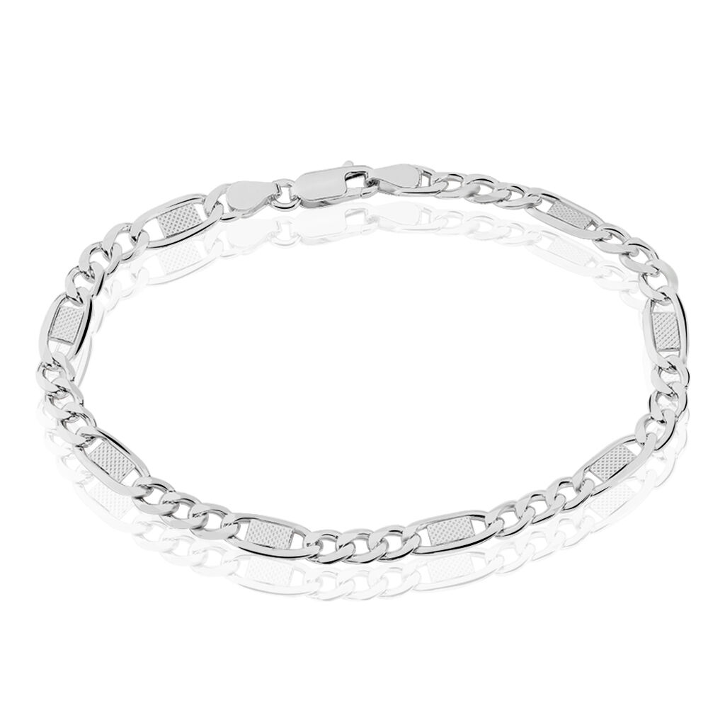 Bracelet Jeremi Maille Alternee 1/3 Et Plaquettes Argent Blanc