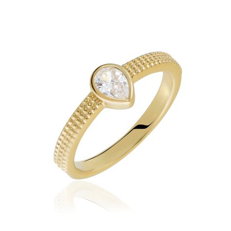 Bague Plaqué Or Lame Oxyde De Zirconium - Bagues avec pierre Femme | Histoire d’Or