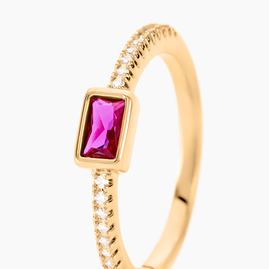 Bague Plaqué Or Jaune Calvina Pierre Synthétique - Bagues avec pierre Femme | Histoire d’Or