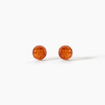 Boucles D'oreilles Puces Argent Blanc Brunhilld Ambre - Boucles d'oreilles fantaisie Femme | Histoire d&rsquo;Or