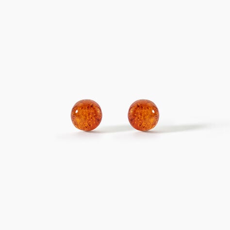 Boucles D'oreilles Puces Argent Blanc Brunhilld Ambre - Boucles d'oreilles fantaisie Femme | Histoire d&rsquo;Or