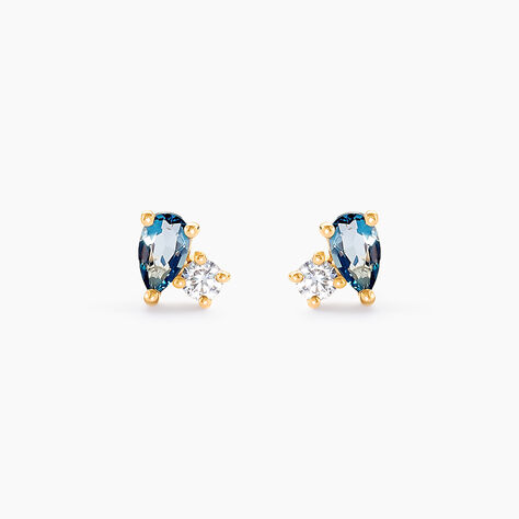 Boucles D'oreilles Puces Kobina Or Jaune Topaze Oxyde De Zirconium - Clous d'oreilles Femme | Histoire d’Or