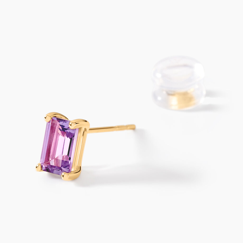 Boucles D'oreilles Puces Emilian Or Jaune Améthyste - Clous d'oreilles Femme | Histoire d’Or