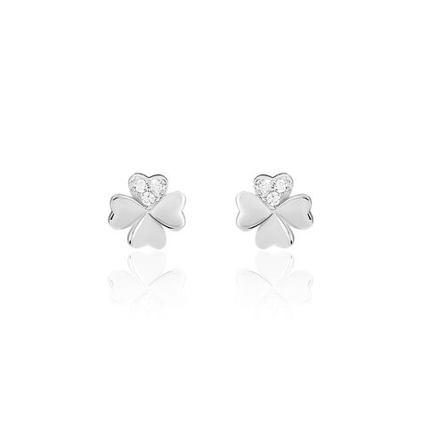 Boucles D'oreilles Puces Luce Argent Blanc Oxyde De Zirconium - Boucles d'oreilles fantaisie Femme | Histoire d’Or