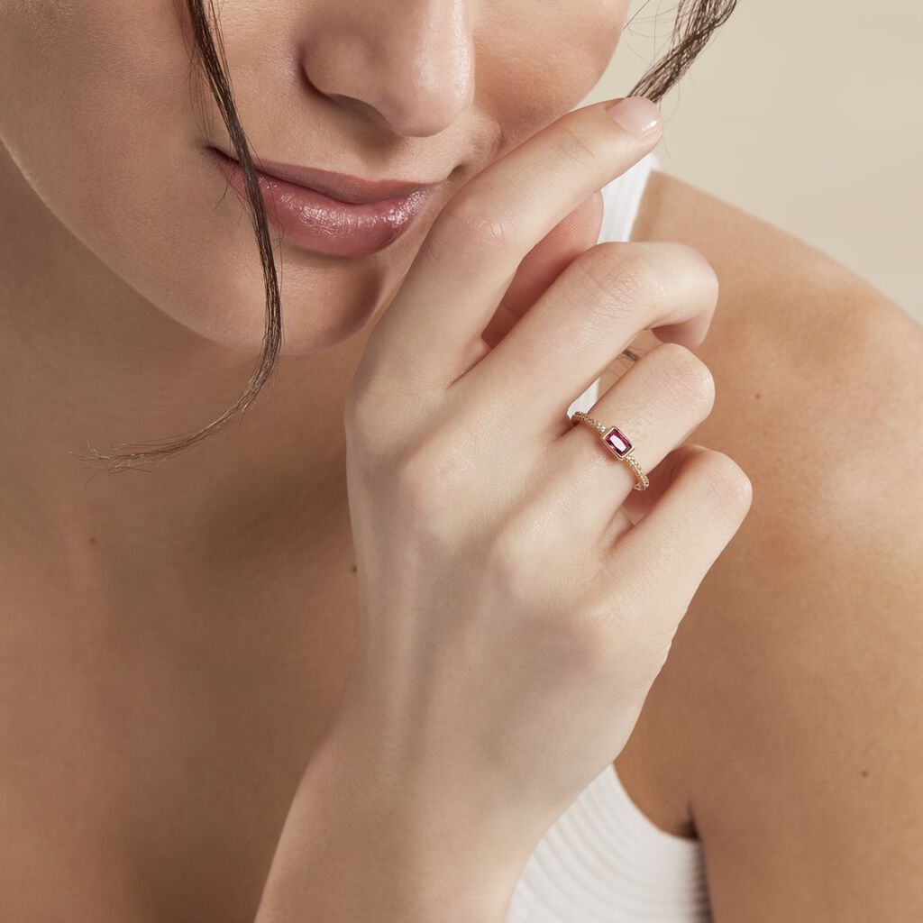 Bague Plaqué Or Jaune Calvina Pierre Synthétique - Bagues avec pierre Femme | Histoire d’Or