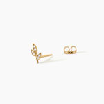 Boucles D'Oreilles Puces Edia Feuille Argent Dor&eacute; A L'Or 750/1000 Oxyde De Zirconium - Boucles d'oreilles fantaisie Enfant | Histoire d&rsquo;Or