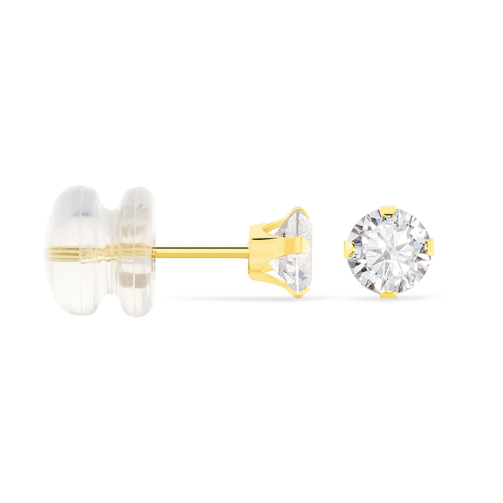 Boucles D'oreilles Puces Eddie Or Jaune Oxyde De Zirconium - Clous d'oreilles Femme | Histoire d’Or