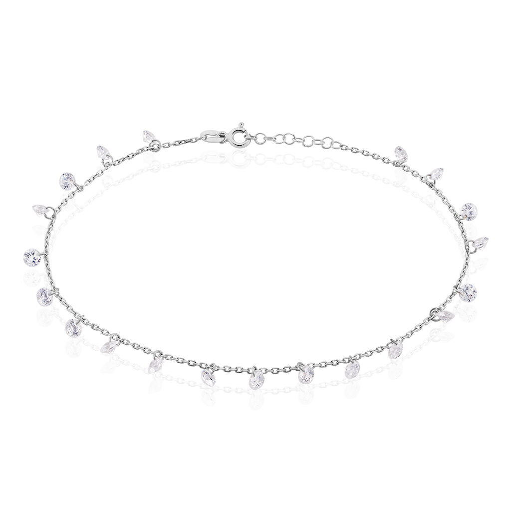 chaã®ne de cheville carolaine argent blanc oxyde de zirconium