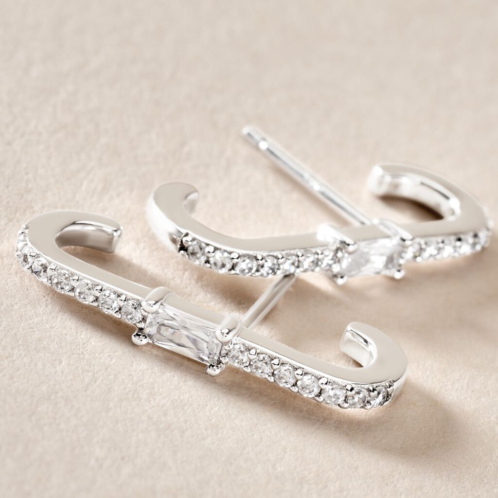 Boucles D'oreilles Puces Mabella Argent Blanc Oxyde De Zirconium - Boucles d'oreilles fantaisie Femme | Histoire d’Or