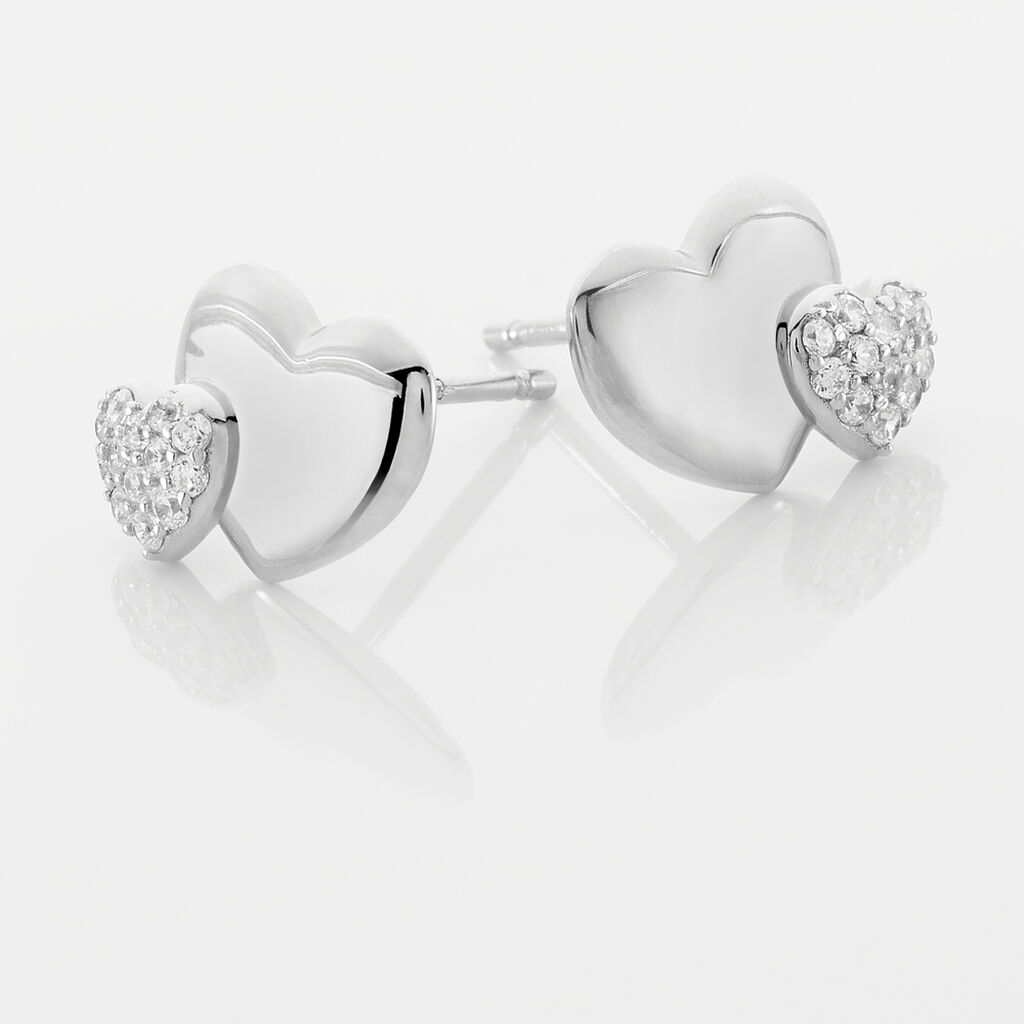 Boucles D'oreilles Puces Flamen Argent Blanc Oxyde De Zirconium - Boucles d'oreilles fantaisie Femme | Histoire d’Or